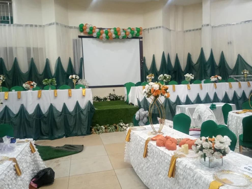 Decorated event space; facility photograph, not a bedroom.